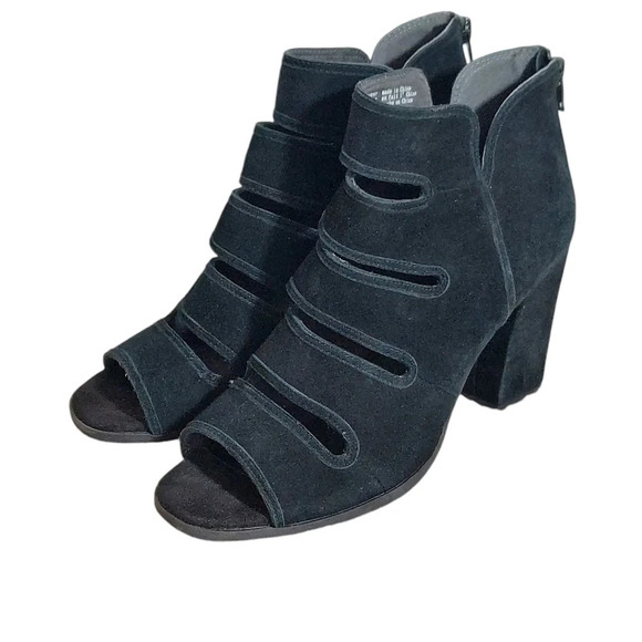 Seychelles‎ Lagoon Black Suede Cutout Ankle Boots Block Heels - Picture 16 of 16